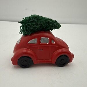 Dept 56 Red Volkswagon Bug Beetle Car With Tree On Top Ceramic Christmas